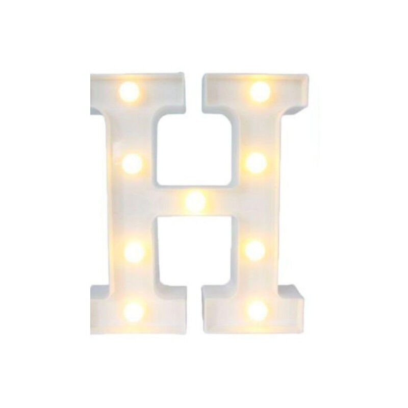 foto del prodotto lettera h luminosa con luci led a batteria decorazioni per la casa dim. 22 cm trade shop traesio