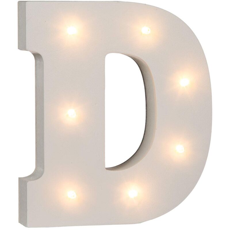 foto del prodotto lettera luminosa, d, in legno, con 7 led out of the blue