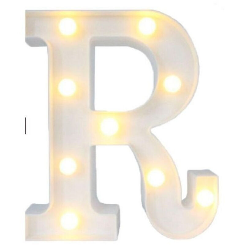 foto del prodotto lettera r luminosa con luci led a batteria decorazioni per la casa dim. 22 cm trade shop traesio