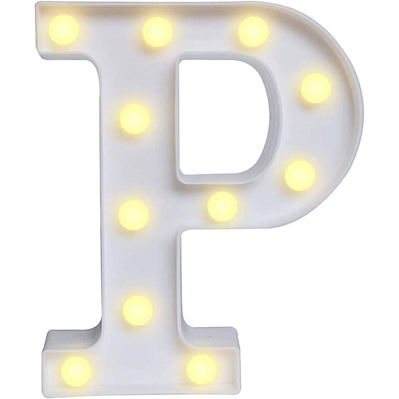 foto del prodotto lettere luminose a led alfabeto p luminoso per decorazione casa compleanni nozze festa bar eventi luce calda