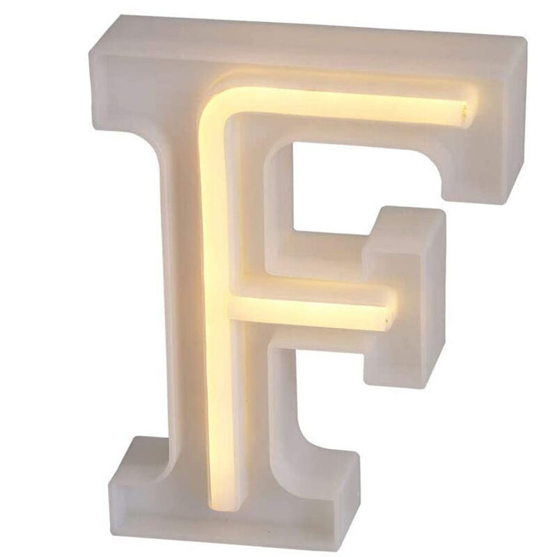 foto del prodotto lettere luminose neon a led luci alfabeto f luminoso per decorazione casa compleanni nozze festa bar eventi luce calda