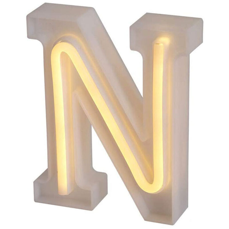 foto del prodotto lettere luminose neon a led luci alfabeto n luminoso per decorazione casa compleanni nozze festa bar eventi luce calda