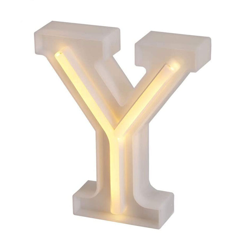 foto del prodotto lettere luminose neon a led luci alfabeto y luminoso per decorazione casa compleanni nozze festa bar eventi luce calda