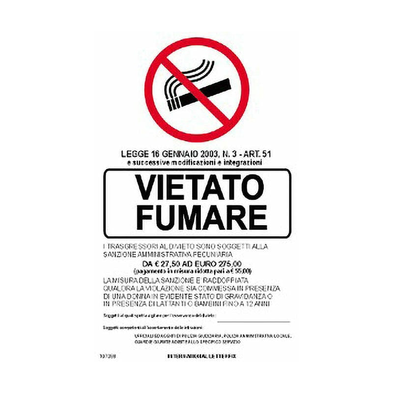 foto del prodotto letterfix targa ecofix vietato fumare20x30