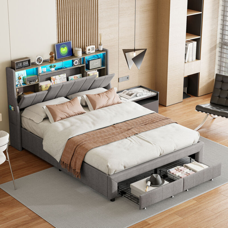 foto del prodotto letti con cassetti 160x200,letto matrimoniale 160x200,letti adulti,letti contenitori, con tasche laterali, vano portaoggetti sul comodino,