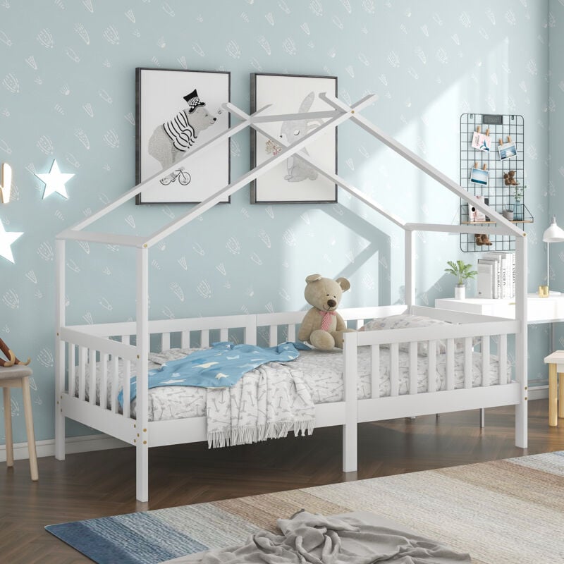 foto del prodotto letti con cassetti 90x200cm letti singoli per bambini, legno, senza materasso, bianco, senza cassetti