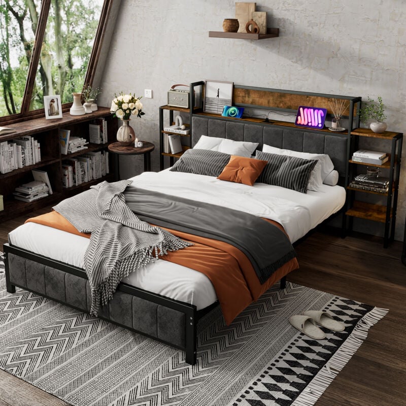 foto del prodotto letti per adulti 140x200 cm, letto matrimoniale, letto per bambini, letto in metallo, letto a baldacchino, metallo, nero