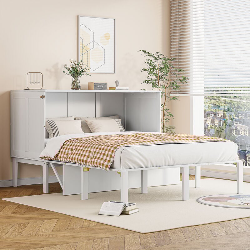 foto del prodotto letti per adulti 140x200cm letti per bambini, letti pieghevole, rete a doghe, letti matrimoniale, bianco
