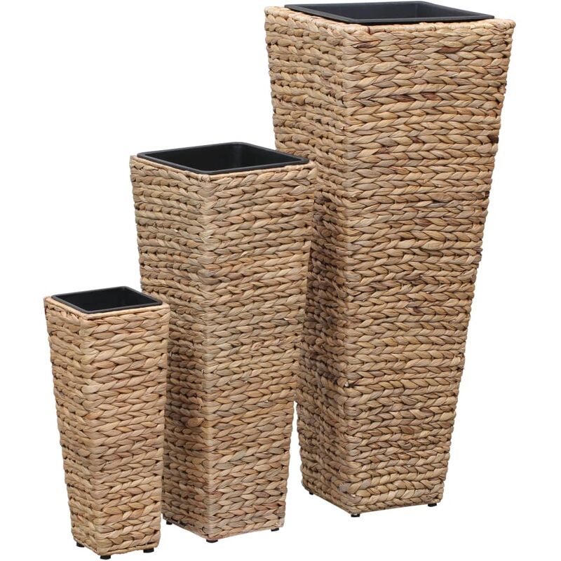 foto del prodotto letti rialzati 3 pz in giacinto intrecciato marrone - vidaxl