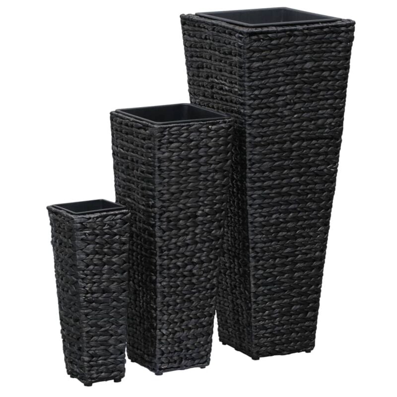 foto del prodotto letti rialzati 3 pz in giacinto intrecciato nero vidaxl