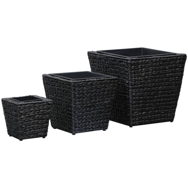 foto del prodotto letti rialzati 3 pz in giacinto intrecciato nero vidaxl