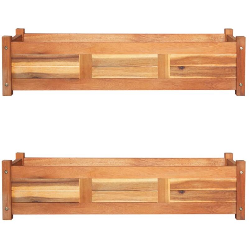 foto del prodotto letti rialzati da giardino 2 pz in legno di acacia 100x30x25 cm vidaxl