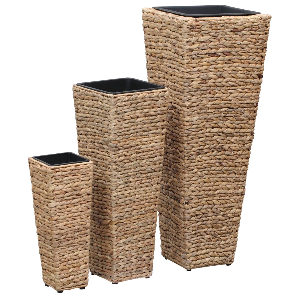 foto del prodotto letti rialzati da giardino 3 pz in giacinto intrecciato marronecod mxl 73258