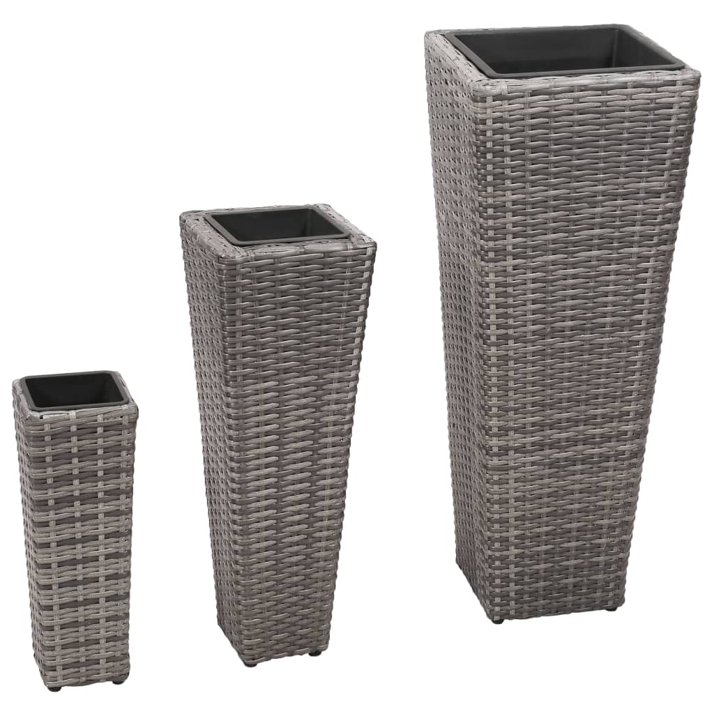 foto del prodotto letti rialzati da giardino 3 pz in polyrattan grigio vidaxl