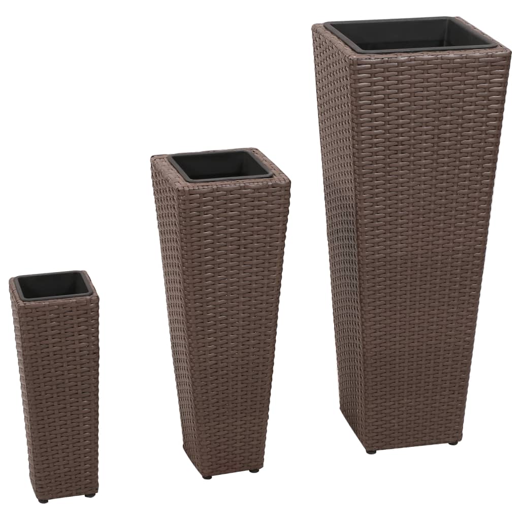 foto del prodotto letti rialzati da giardino 3 pz in polyrattan marrone