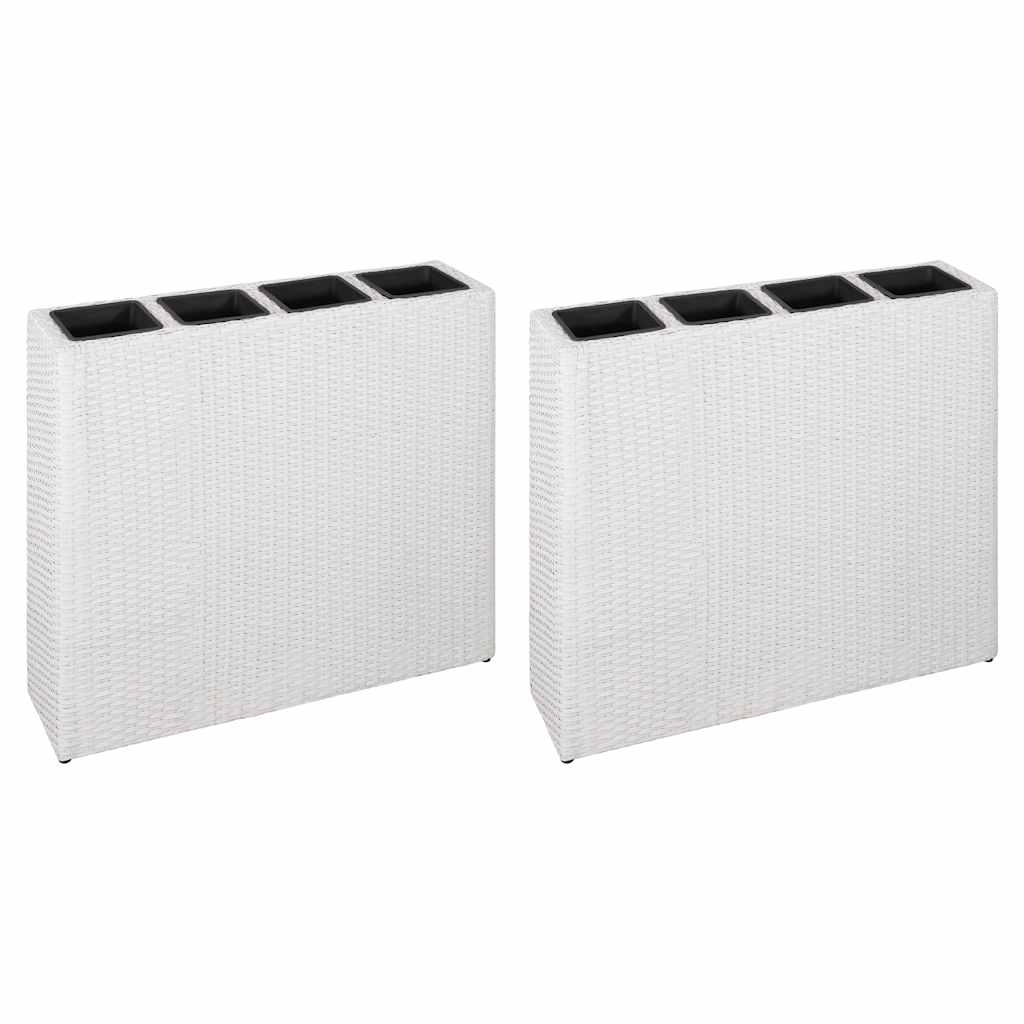 foto del prodotto letti rialzati da giardino con 4 vasi 2 pz in polyrattan bianco cod mxl 49154