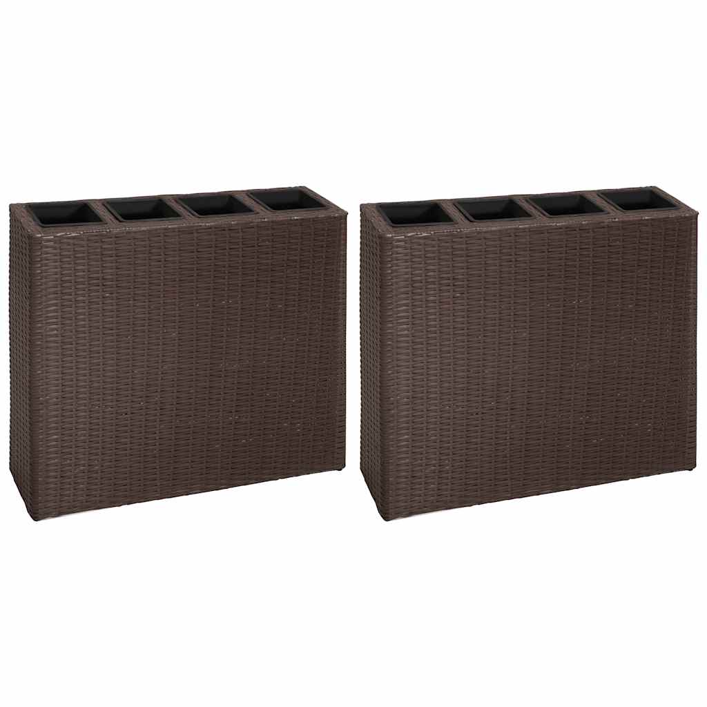 foto del prodotto letti rialzati da giardino con 4 vasi 2 pz in polyrattan marrone vidaxl