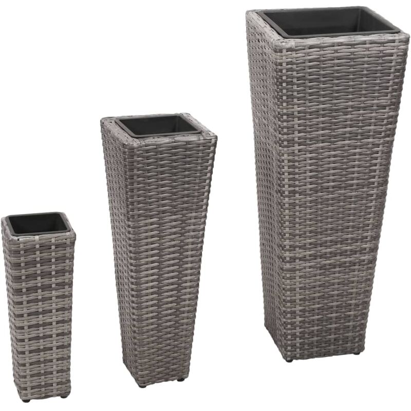 foto del prodotto letti rialzati da giardino set 3 pz in polyrattan vari colori colore grigio