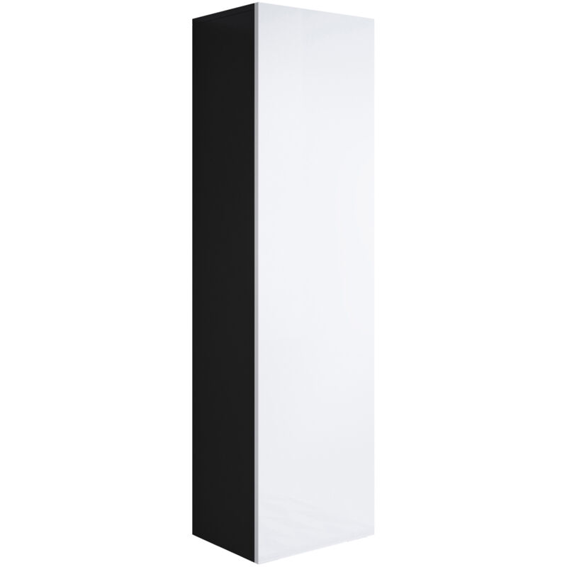 foto del prodotto lettiemobili mobile soggiorno con piedini 2cm vetrina salotto moderno vetrinetta pensile 40x167x28 modello luke v4 nero e bianco lucido