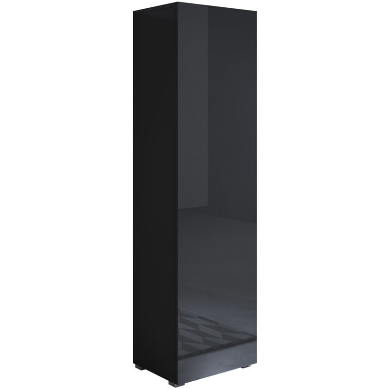 foto del prodotto lettiemobili mobile soggiorno con piedini 2cm vetrina salotto moderno vetrinetta pensile 40x167x28 modello luke v4 nero lucido