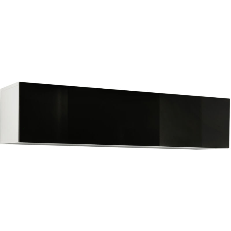 foto del prodotto lettiemobili mobile tv sospeso mobile da soggiorno moderno porta tv salotto 1 anta 160x30x29cm modello krista h 160 bianco e nero finitura lucida