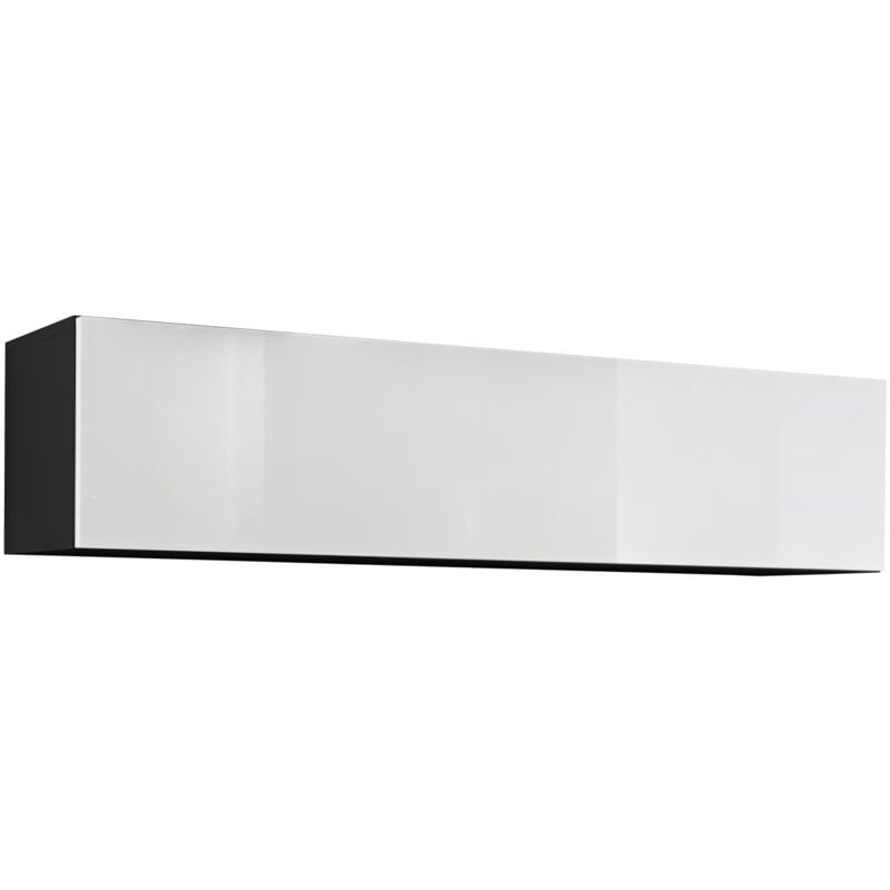 foto del prodotto lettiemobili mobile tv sospeso mobile da soggiorno moderno porta tv salotto 1 anta 160x30x29cm modello krista h 160 nero e bianco finitura lucida