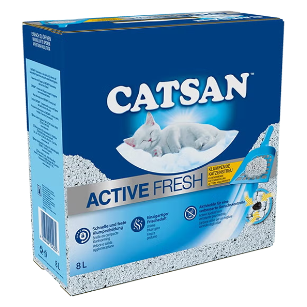 foto del prodotto lettiera agglomerante con carbone attivo catsan active fresh - 8 litri 7,7 kg - lettiera agglomerante - 1 ordine scegli lo sconto bzr5 bzr20 200 punti fedeltà