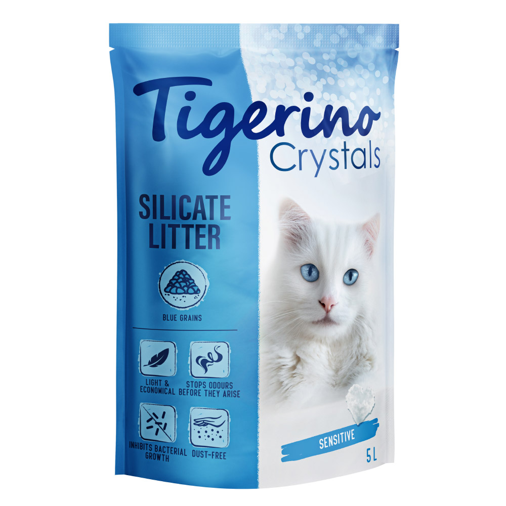 foto del prodotto lettiera colorata tigerino crystals fun sensitive senza profumo blu 5 l ca. 2 kg 