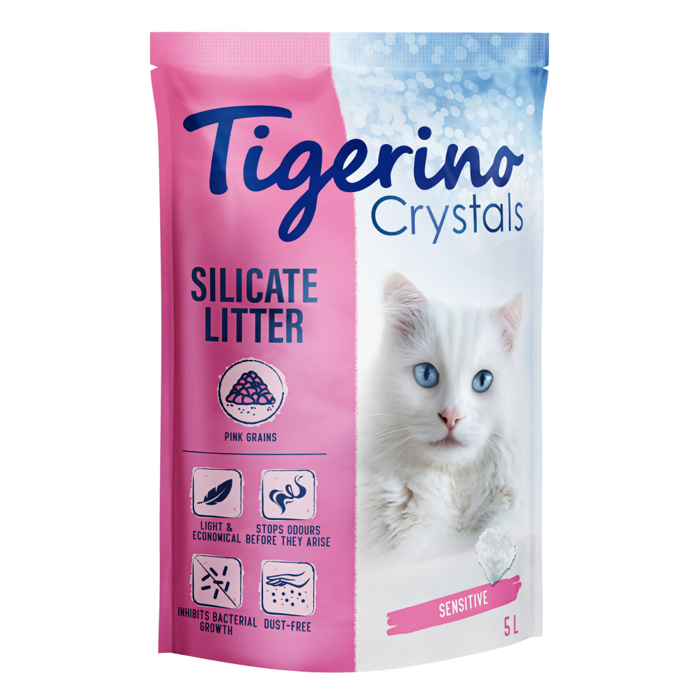 foto del prodotto lettiera colorata tigerino crystals fun sensitive senza profumo rosa 5 l ca. 2 kg 