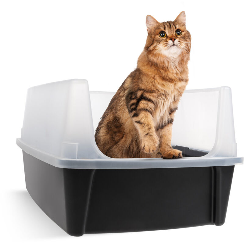 foto del prodotto lettiera gatto xl aperta vaschetta igienica senza coperchio, pareti alte antispruzzo, facile da pulire, per gatti grandi, gattini, multi gatto,