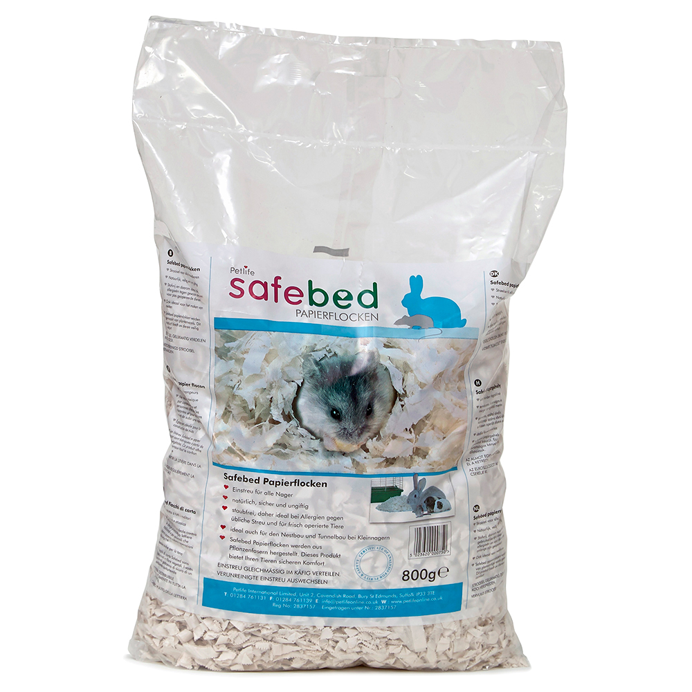 foto del prodotto lettiera in fiocchi di carta petlife safebed 800 g