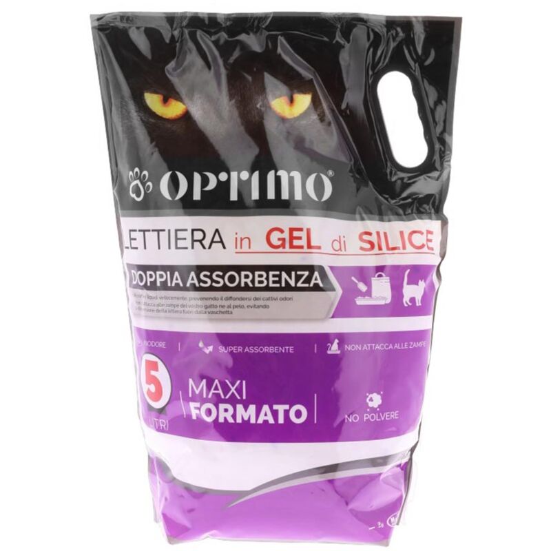 foto del prodotto lettiera per animali in gel di silice con assorbenza di 5 lt optimo