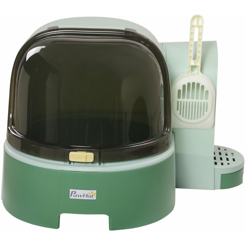foto del prodotto lettiera per gatti chiusa con coperchio apribile e vassoio estraibile 52x60x42 cm verde