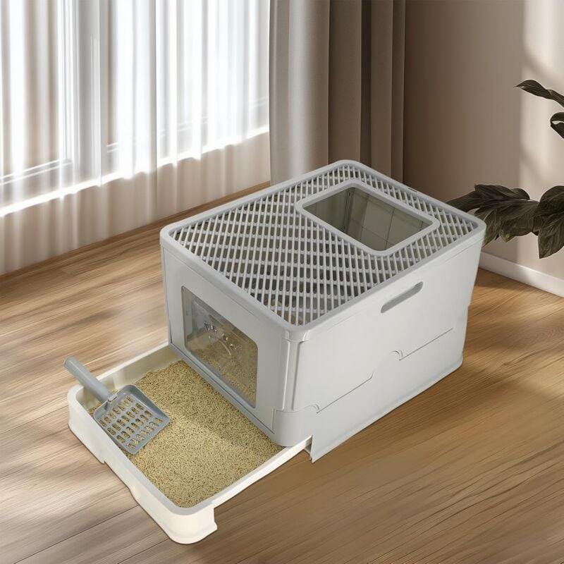 foto del prodotto lettiera per gatti chiusa toilette per gatti con cassetto per gatti fino a 7 kg bingopaw