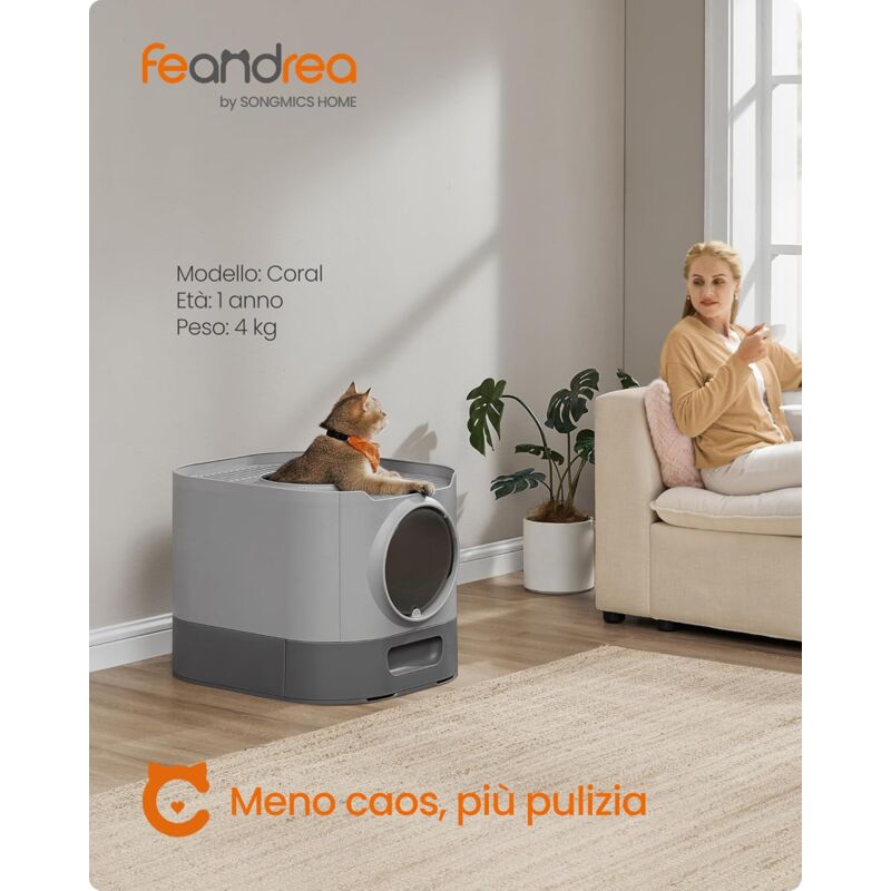 foto del prodotto lettiera per gatti chiusa, toilette per gatti xxl, con coperchio, vassoio estraibile, paletta, spazzola, per gatti di diverse taglie, meno tracce,