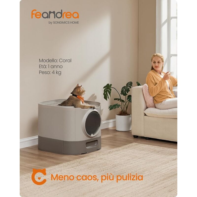 foto del prodotto lettiera per gatti chiusa, toilette per gatti xxl, con coperchio, vassoio estraibile, paletta, spazzola, per gatti di diverse taglie, meno tracce,