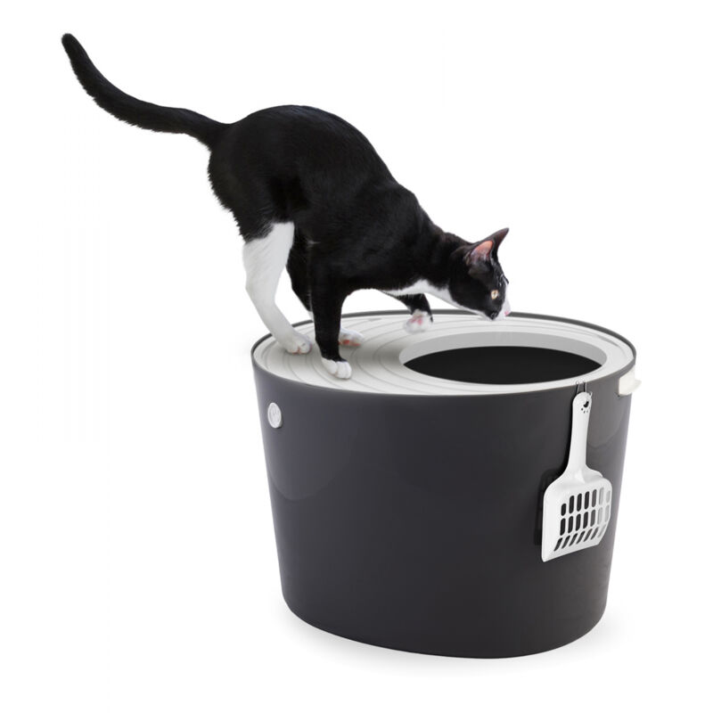 foto del prodotto lettiera per gatti, fino a 7kg, 1 pala, grigio, ingresso top, cat litter trey, chiuso, per gattini, lato alto, con cappuccio, grande, senza bpa,