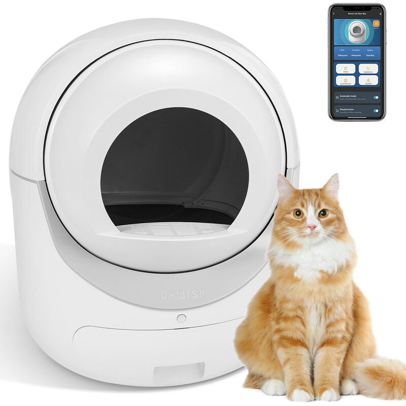 foto del prodotto lettiera per gatti lettiera per gatti automatica autopulente con controllo tramite app per tutti i tipi di lettiera per gatti, sicura, rimozione