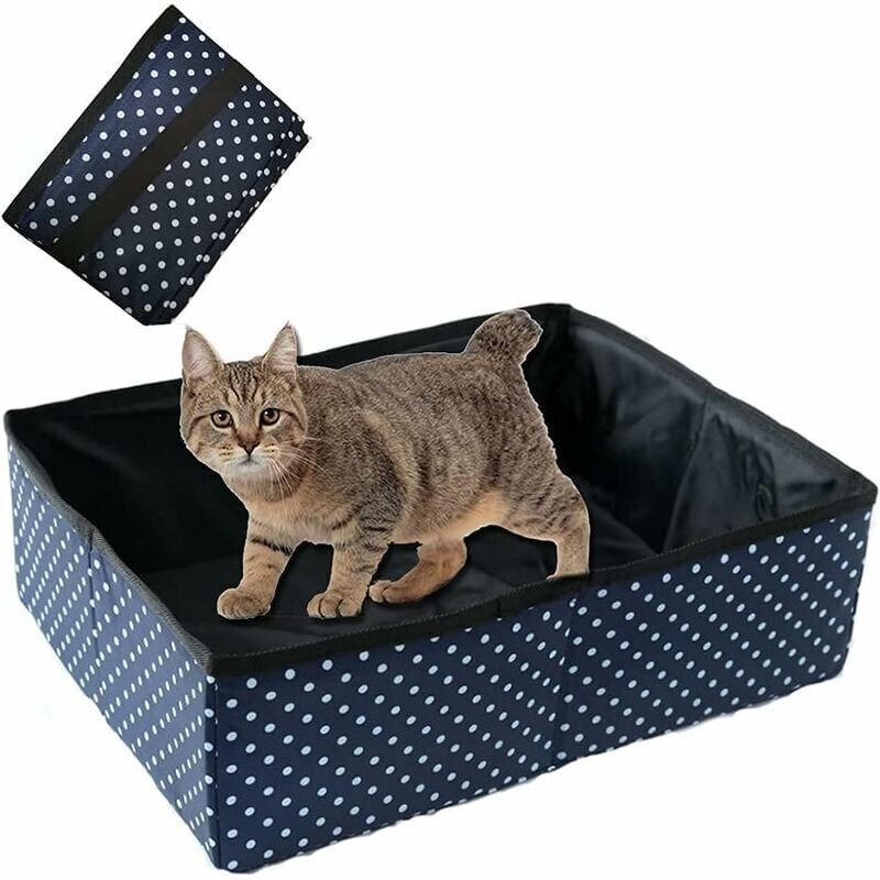 foto del prodotto lettiera portatile pieghevole per gatti, impermeabile, pulita e morbida per la casa e l esterno blu, l ulisem
