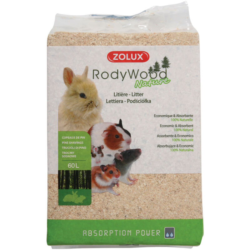 foto del prodotto lettiera rodywood nature per roditori e conigli 60 l o 165 l zolux 60 l