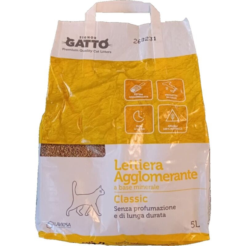 foto del prodotto lettiera sabbia gatti agglomerante in bentonite con carbone attivo 1 x 5 kg