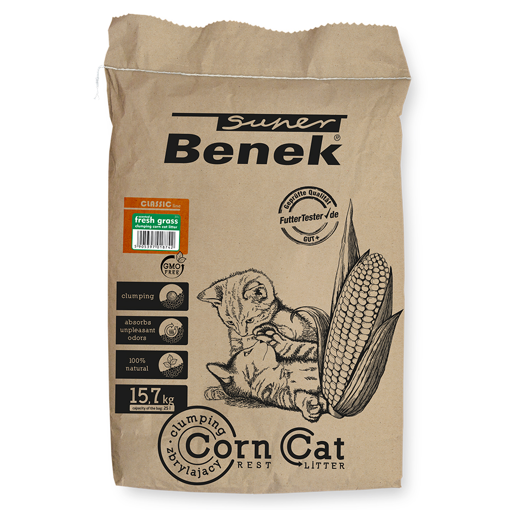 foto del prodotto lettiera super benek corn cat erba fresca 25 l
