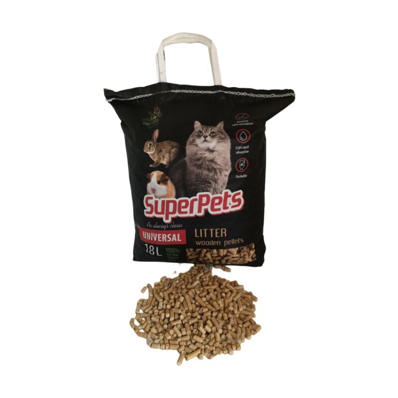 foto del prodotto lettiera superpets universale biologica, in pellet ecologico per animali domestici e uccelli, confezione 4pz 72lt 24kg 170003