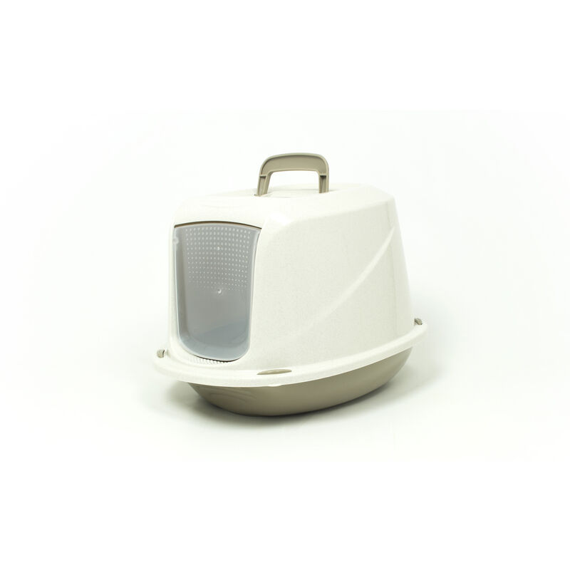 foto del prodotto lettiera toilette per gatti con coperchio e sportello 45x36x32,5cm mod 700098 beige