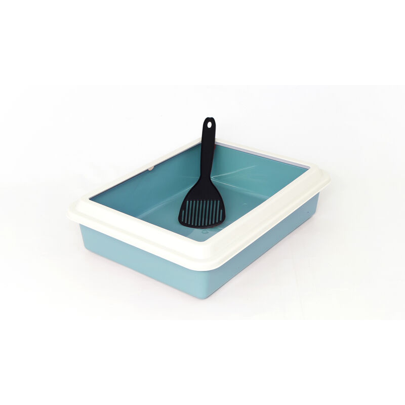 foto del prodotto lettiera toilette per gatti rettangolare 44x34x11cm con paletta mod 700092 azzurro