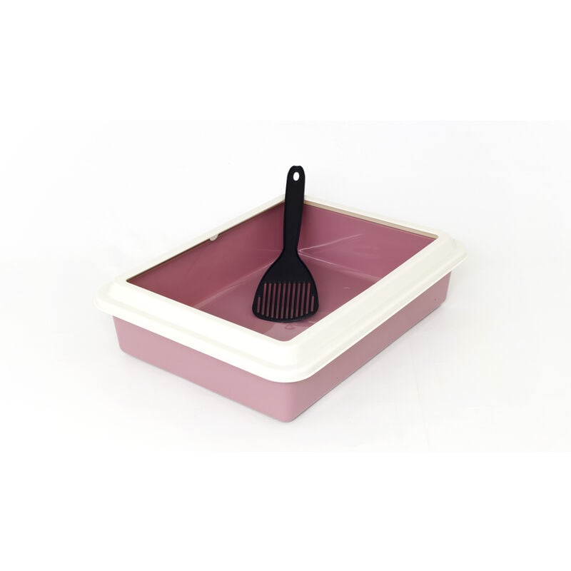 foto del prodotto lettiera toilette per gatti rettangolare 44x34x11cm con paletta mod 700092 rosa