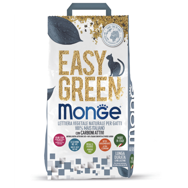 foto del prodotto lettiera vegetale monge easy green con carboni attivi 3,8 kg lettiera vegetale 1 ordine scegli lo sconto bzr5 bzr20 200 punti fedelt 