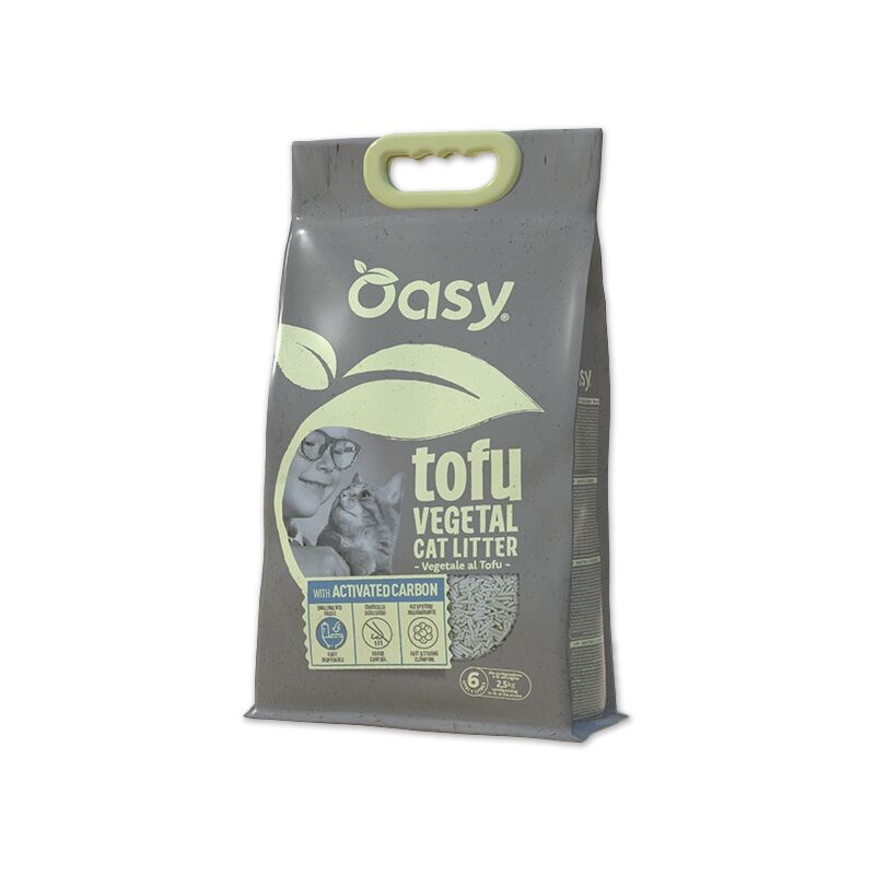 foto del prodotto lettiera vegetale tofu con activated carbon 6lt oasy