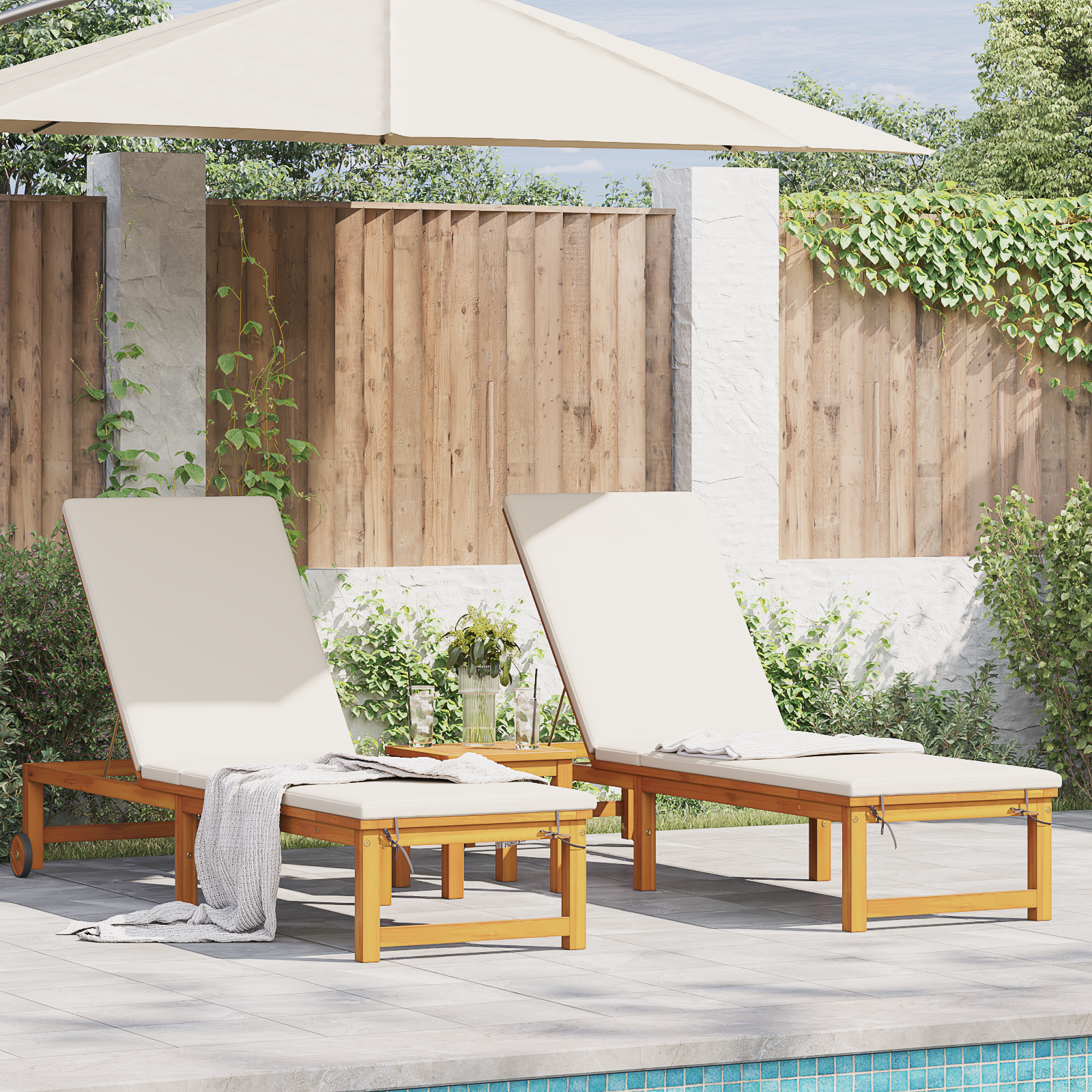 foto del prodotto lettini 2 pcs legno massello di acacia