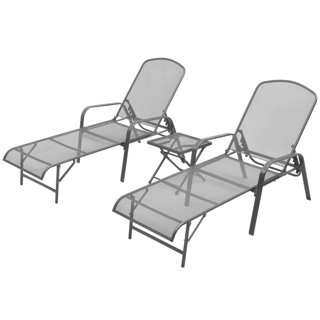 foto del prodotto lettini prendisole 2 pz con tavolino in acciaio antracite cod mxl 5754